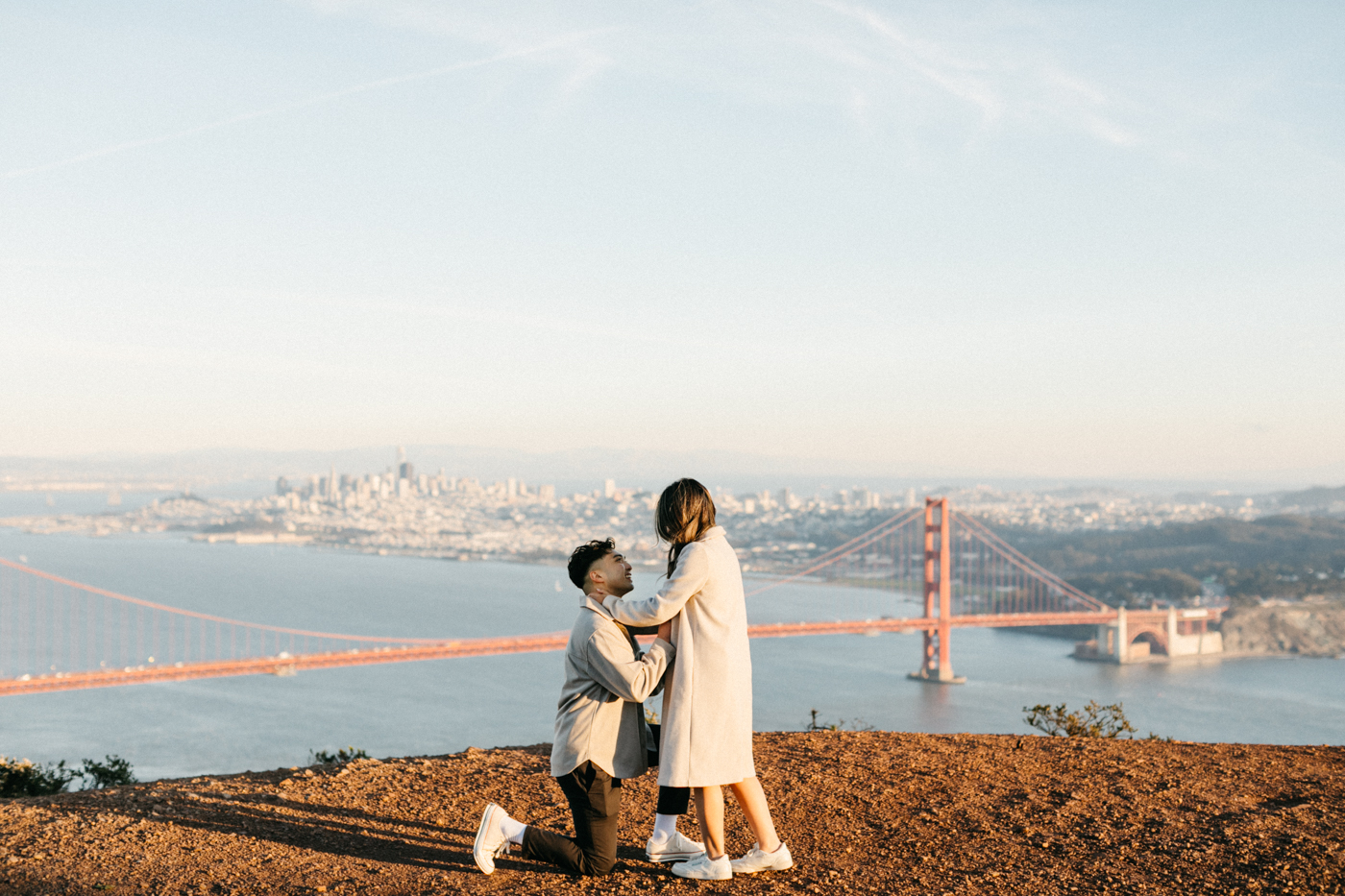 Proposal overlooking the Golden Gate Bridge in Marin Headlands.
