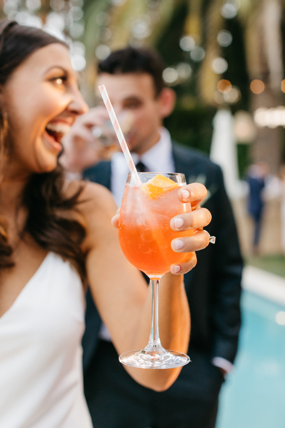 aperol spritz as a custom cocktail at wedding celebration.